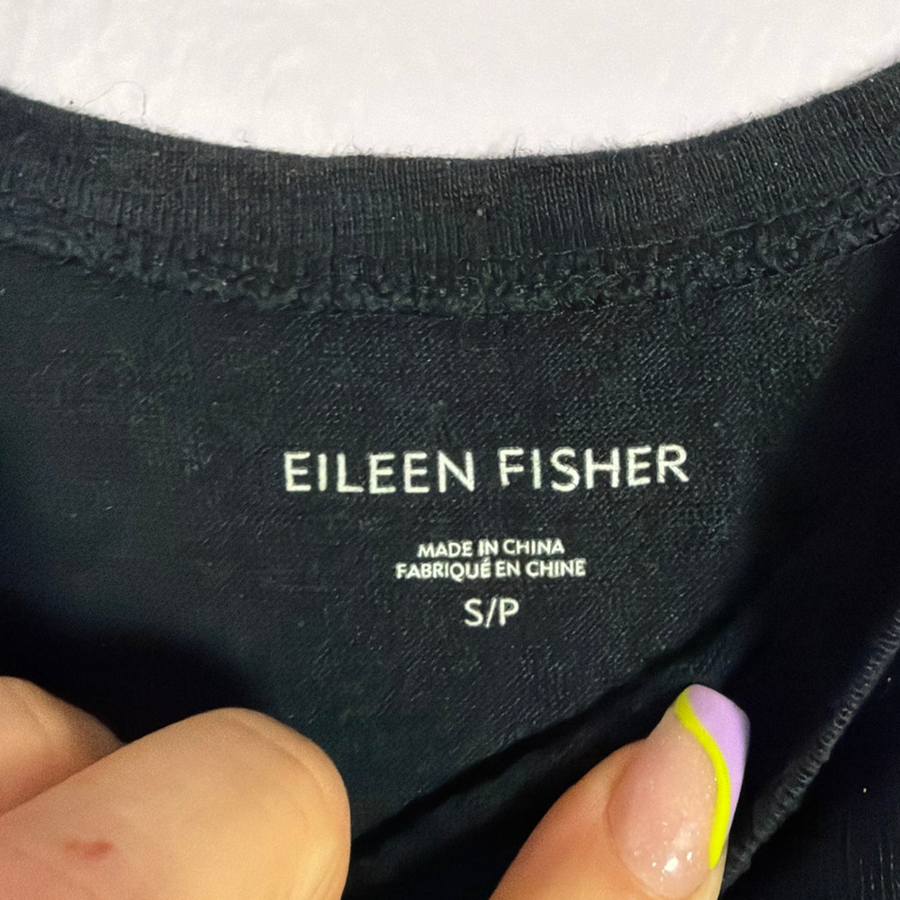 Eileen Fisher Tank Top Womens Small Black Organic Linen Lightweight Lagenlook - Picture 3 of 5